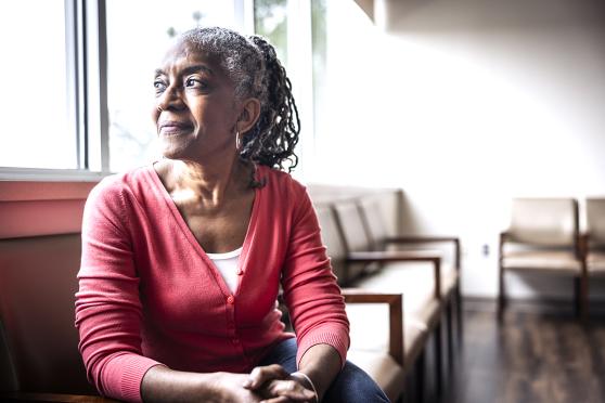 A woman looking out of a window