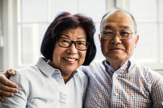 A couple with glasses.